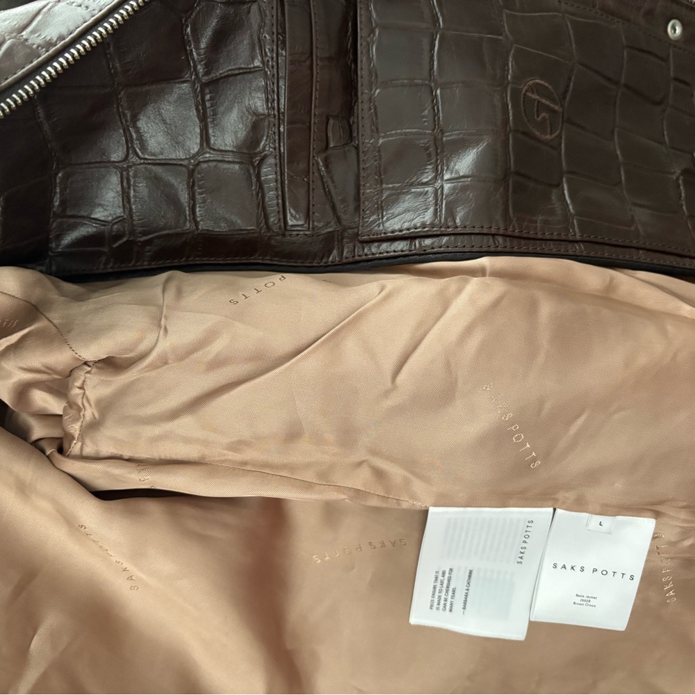 Saks Potts Dark Brown Croc-Embossed Jacket - Picture 6 of 7